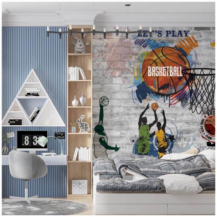 Brick Wall Basketball Theme Wallpaper