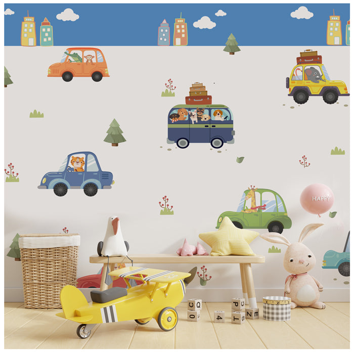 Animals In Transport Kids Wallpaper