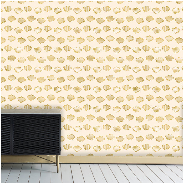 Beige Gold Cloud Pattern Wallpaper