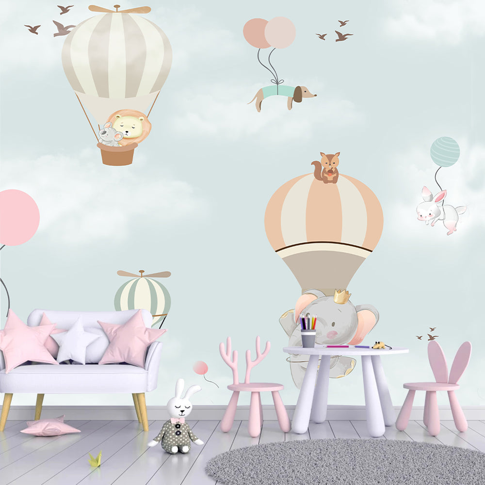 Animals Flying Air Balloon Wallpaper