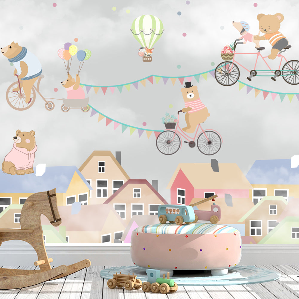 Neutral Color Teddy Art Wallpaper