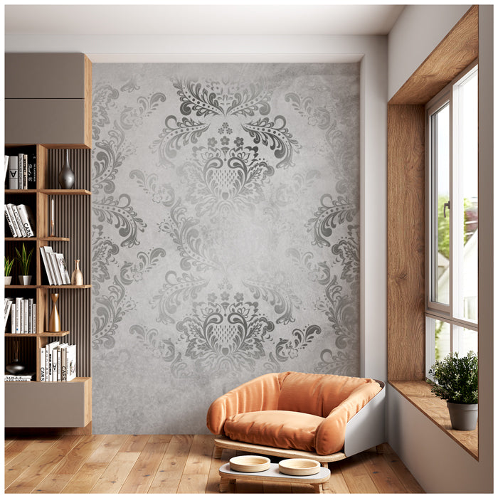 Silver Grey Damask Wallpaper For Walls