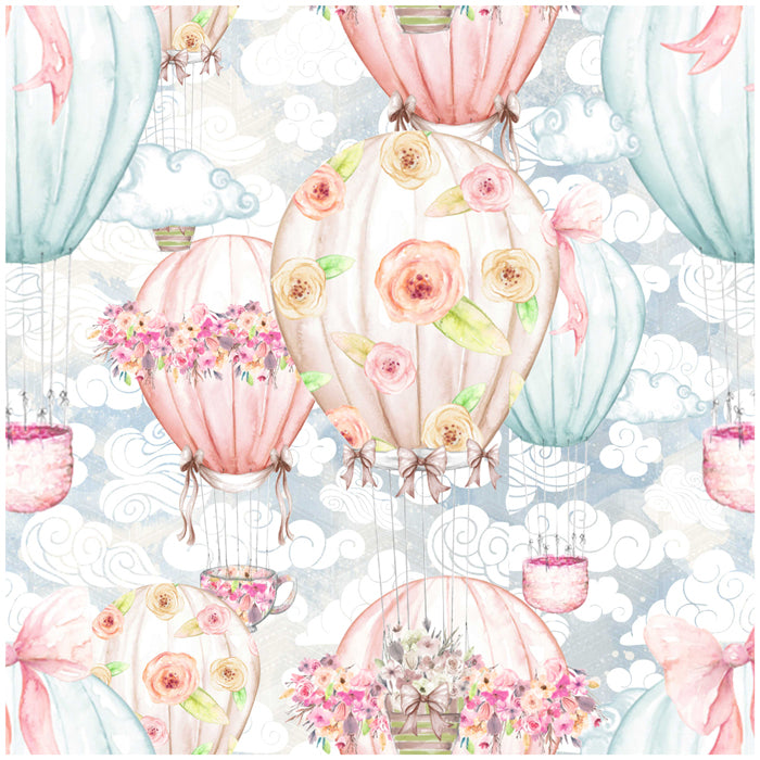 Watercolor Hot Air Balloon Pattern Wallpaper