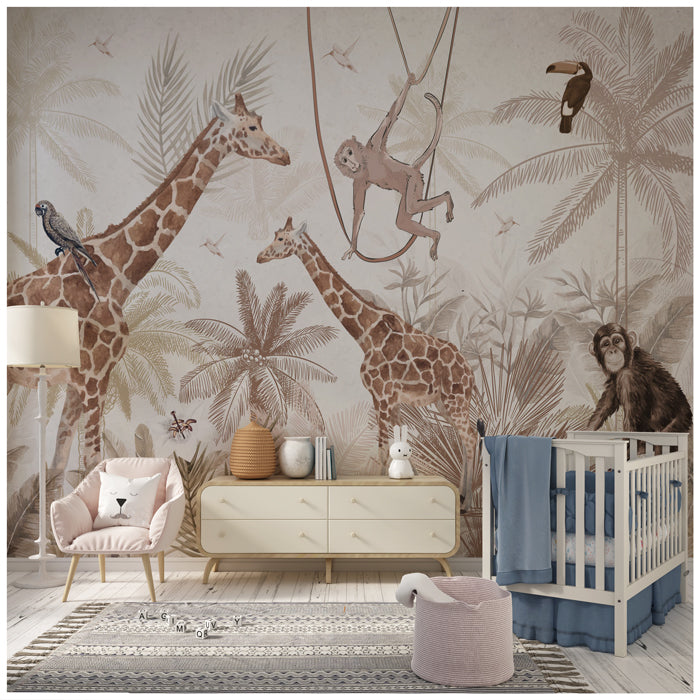 Monochrome Wildlife Theme Wallpaper For Wall