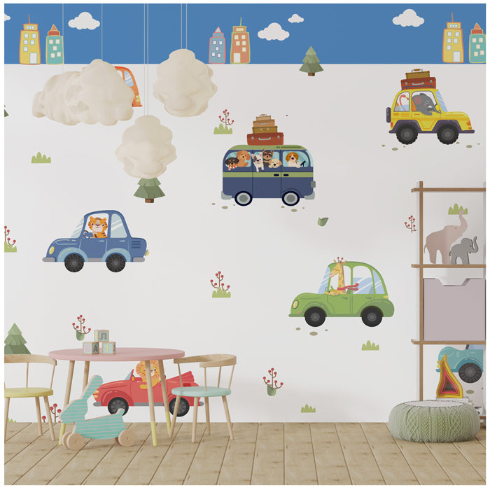 Animals In Transport Kids Wallpaper