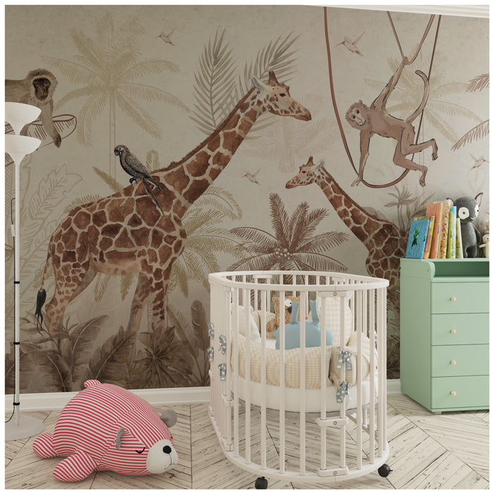 Monochrome Wildlife Theme Wallpaper For Wall