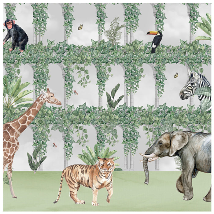 Tropical Animals Around The Arch Digital Print Wallpaper