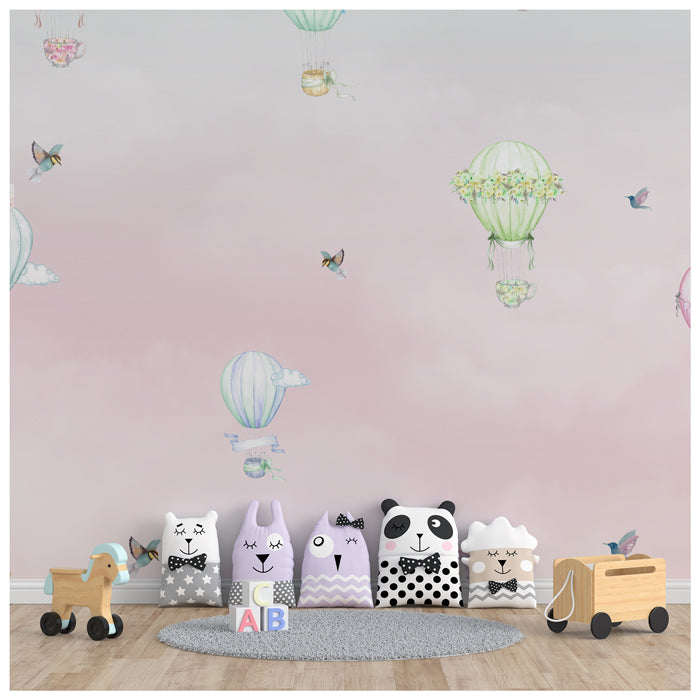 Flying Hot Air Balloon Wallpaper For Kids Room