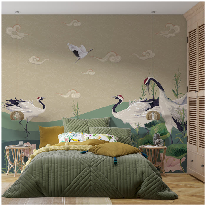 Japanese Crane Theme Wallpaper
