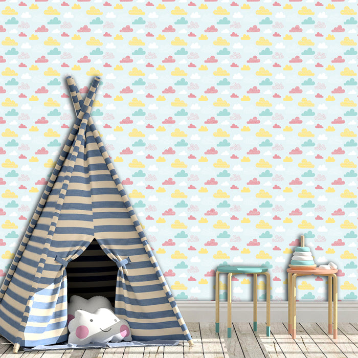 Bright Pastel Cloud Pattern Wallpaper