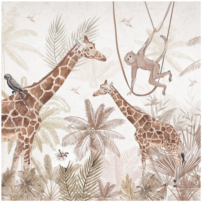 Monochrome Wildlife Theme Wallpaper For Wall