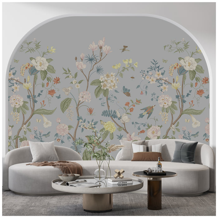 Chinoiserie Vintage Floral Theme Wallpaper