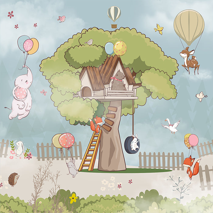 Animal At Tree House Wallpaper