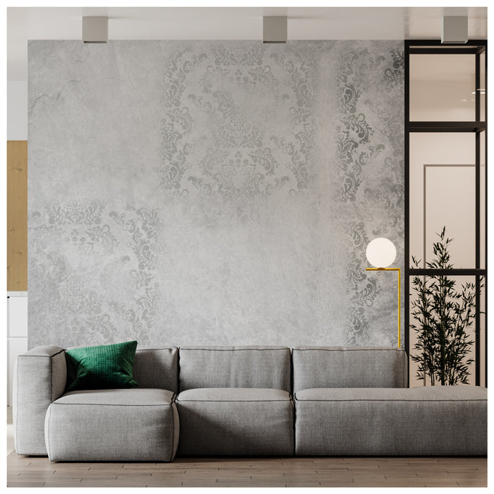 Silver Grey Damask Wallpaper For Walls