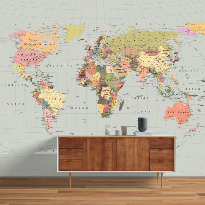 Blue Grey Sepia World Map Wallpaper