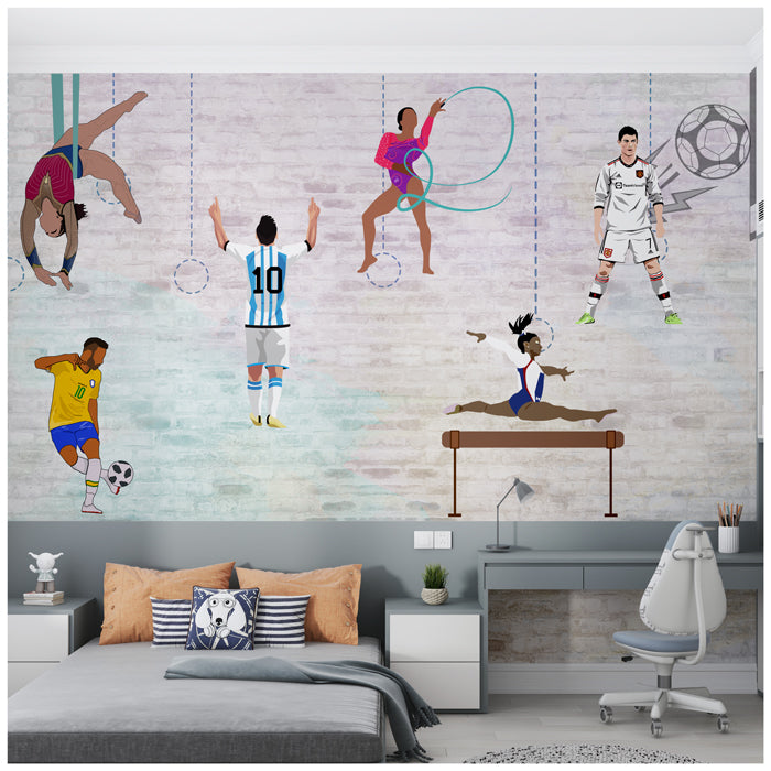 Gymnasts & Footballer Theme Wallpaper