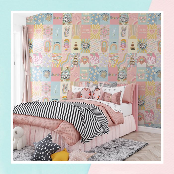 70s Retro Collage Wallpaper For Wall