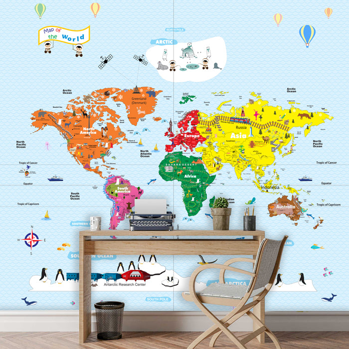 Montessori World Map Wallpaper