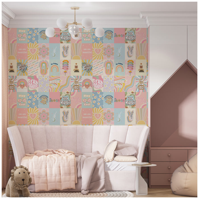 70s Retro Collage Wallpaper For Wall