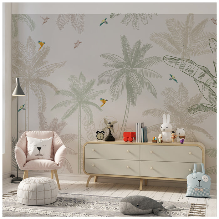 Sepia Tropical Tree Theme Wallpaper For Wall