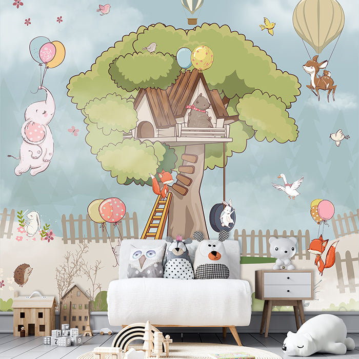 Animal At Tree House Wallpaper