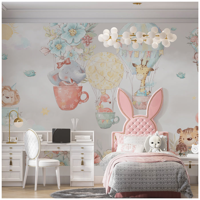 Animal With Balloons Theme Wallpaper