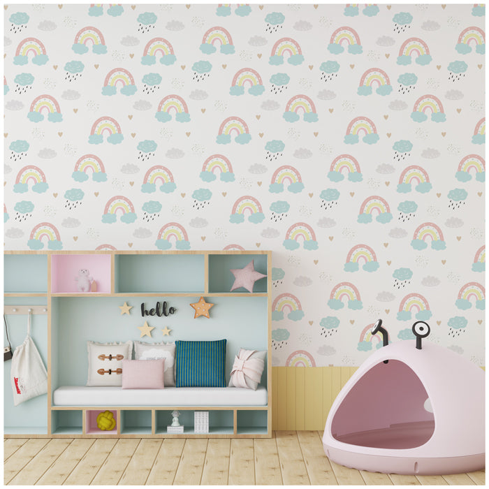 Rainbow Cloud Pattern Wallpaper