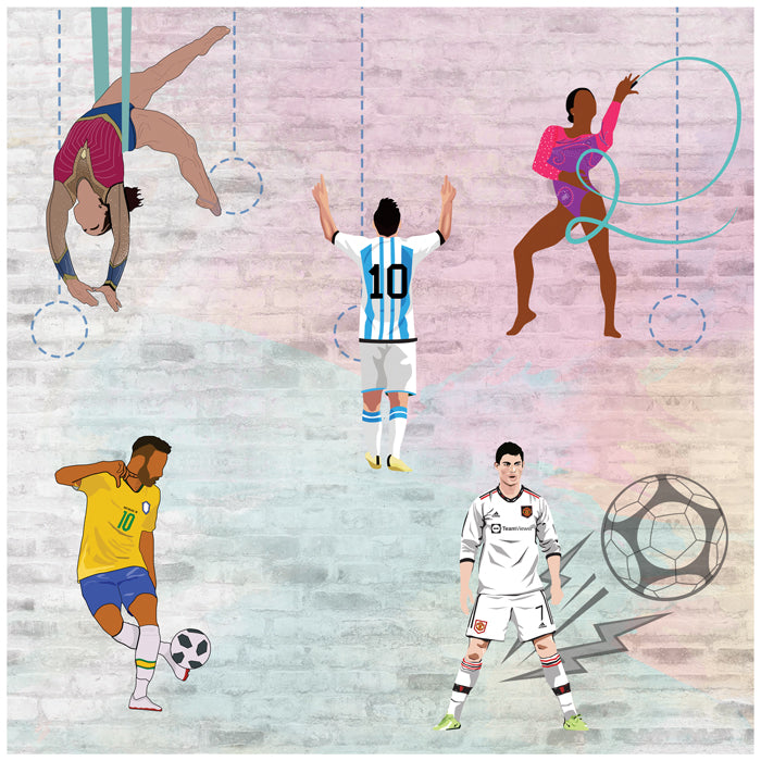 Gymnasts & Footballer Theme Wallpaper