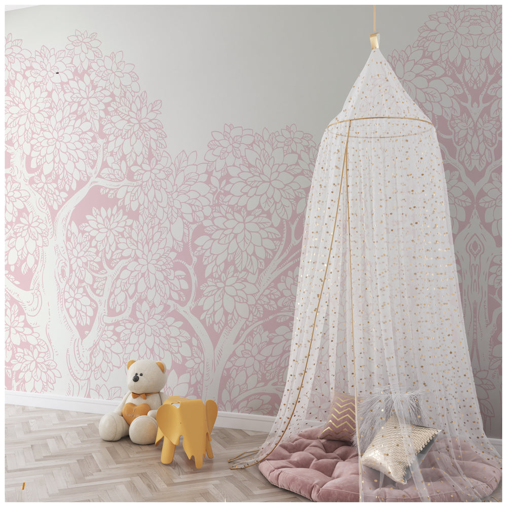 Forest Bellewood Tree Wallpaper - Dusty Pink