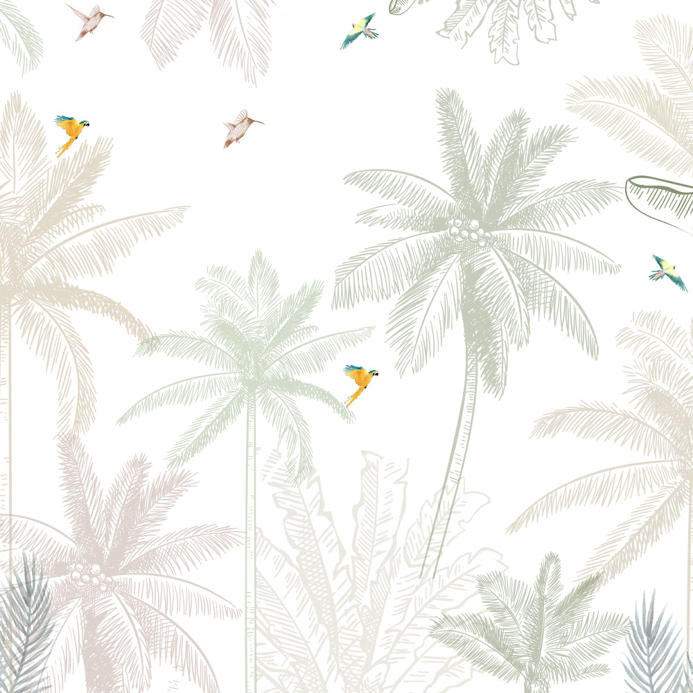 Sepia Tropical Tree Theme Wallpaper For Wall
