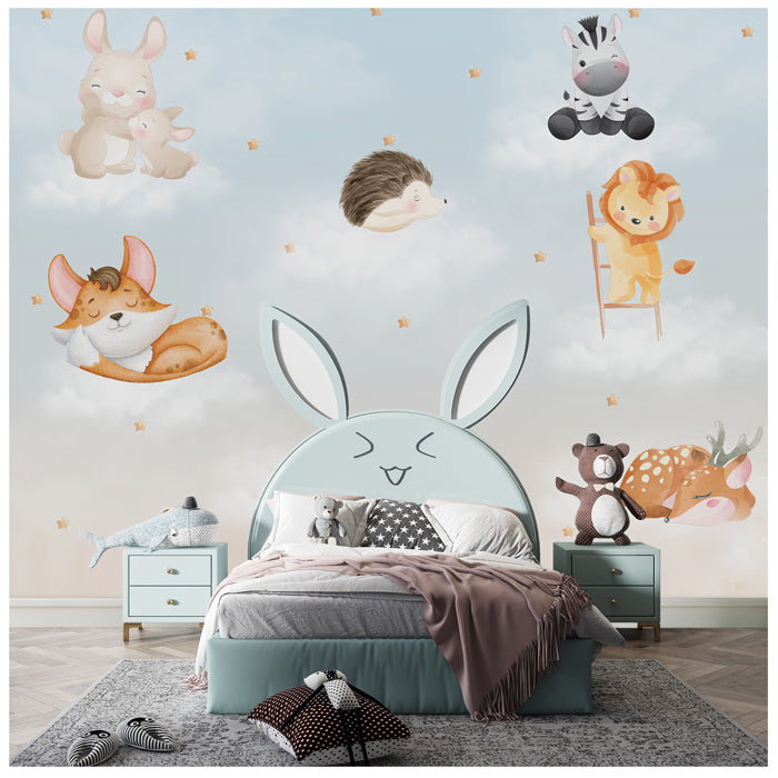 Sleepy Animal On Clouds Theme Wallpaper