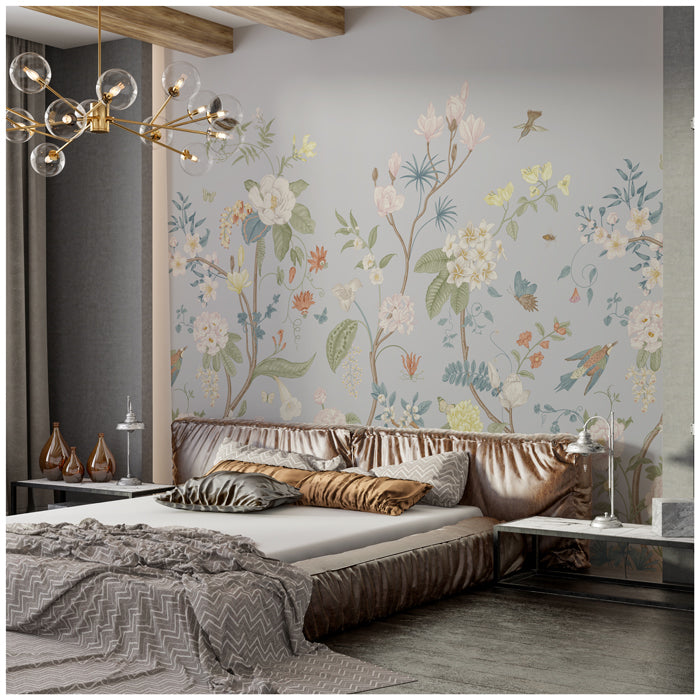 Chinoiserie Vintage Floral Theme Wallpaper