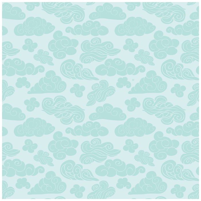 Pastel Blue Cloud Pattern Wallpaper