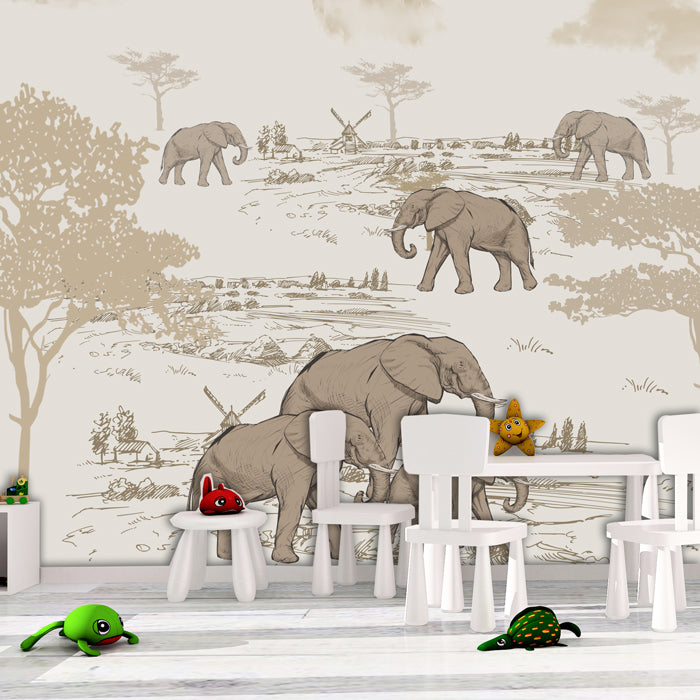 Illustration Elephant Theme Wallpaper