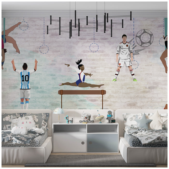 Gymnasts & Footballer Theme Wallpaper