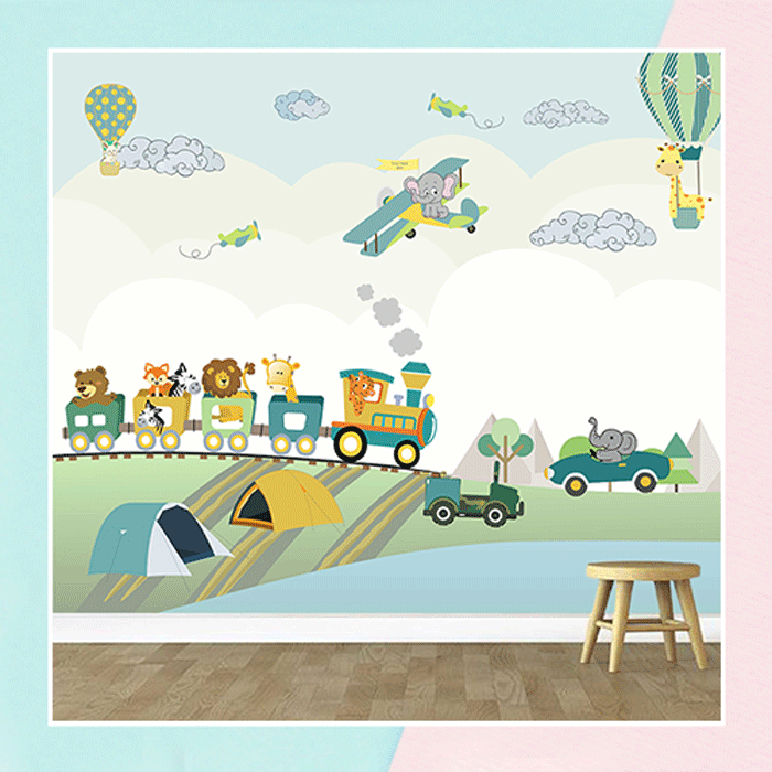 Animals on a Train Wallpaper