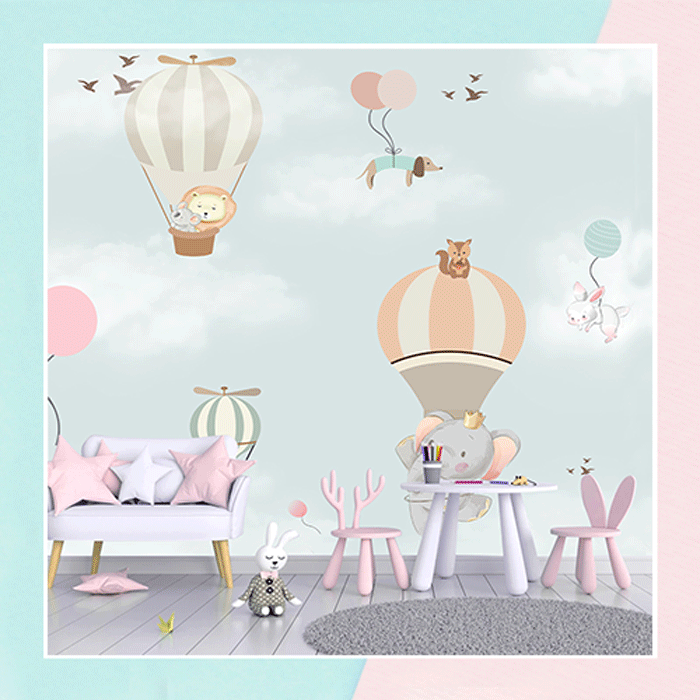 Animals Flying Air Balloon Wallpaper