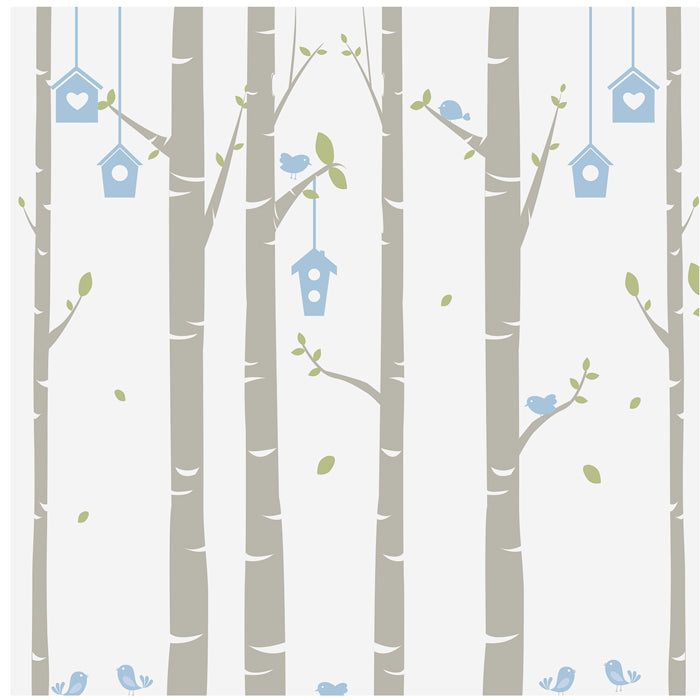 Birch Tree With Bird House Kids Wallpaper