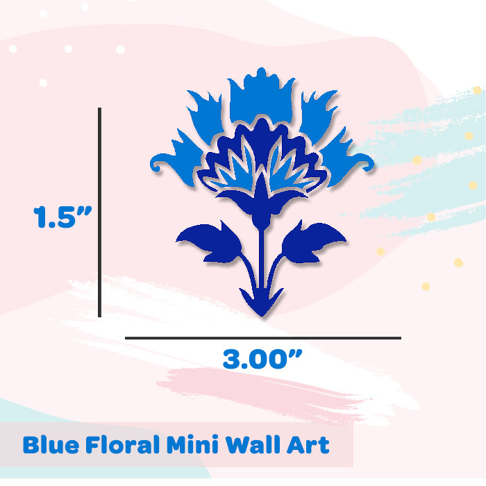 Mini Wall Art Stickers For Room | Blue Floral