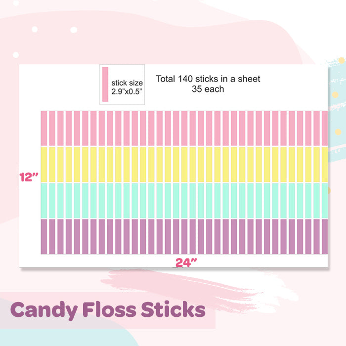 Mini Wall Art Stickers For Room | Candy Floss Stick