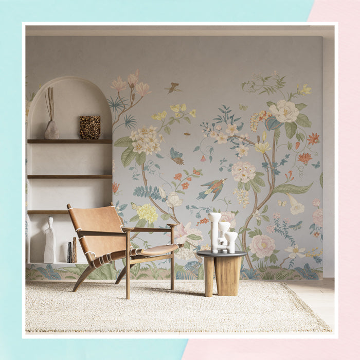 Chinoiserie Vintage Floral Theme Wallpaper