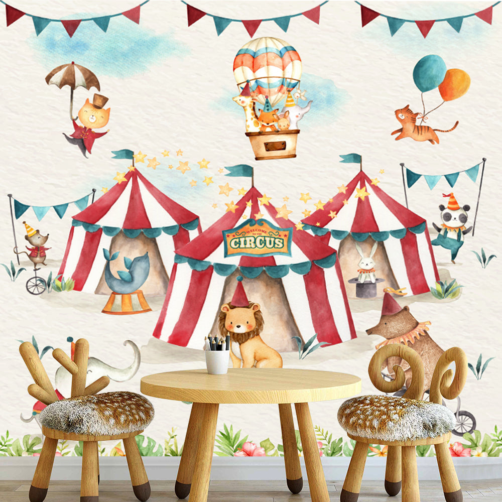 Watercolor Circus Theme Wallpaper