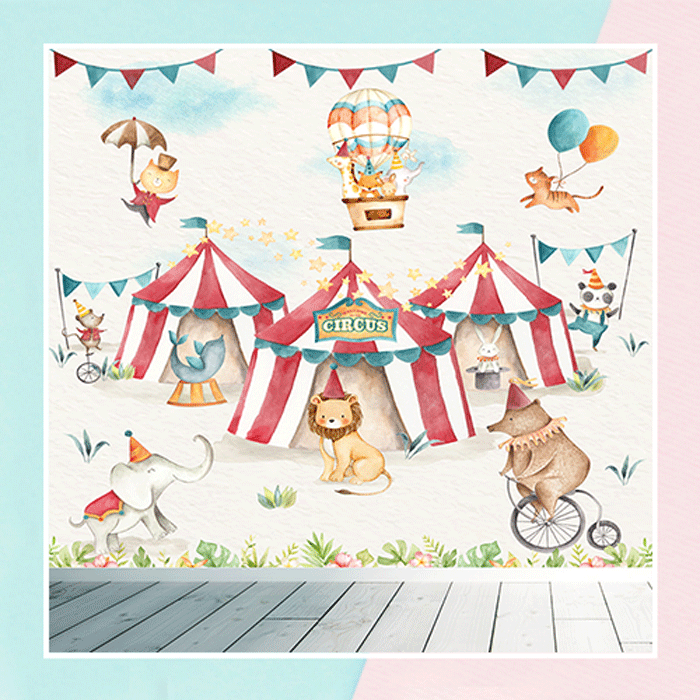 Watercolor Circus Theme Wallpaper