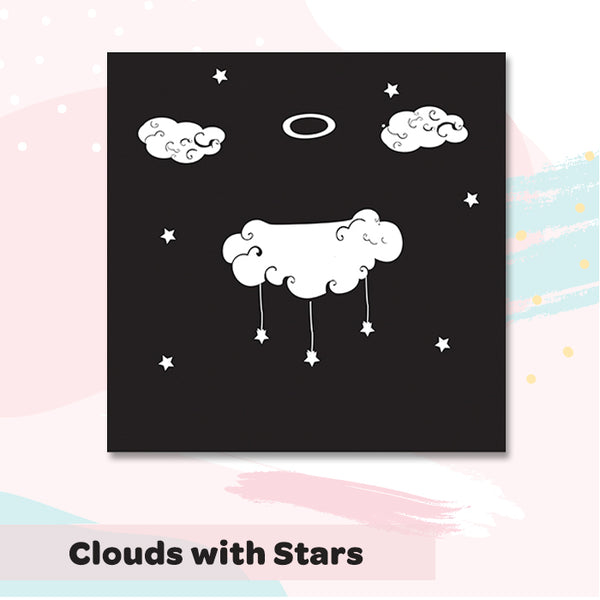 Illuminated Customized Name Canvas | Clouds with Stars