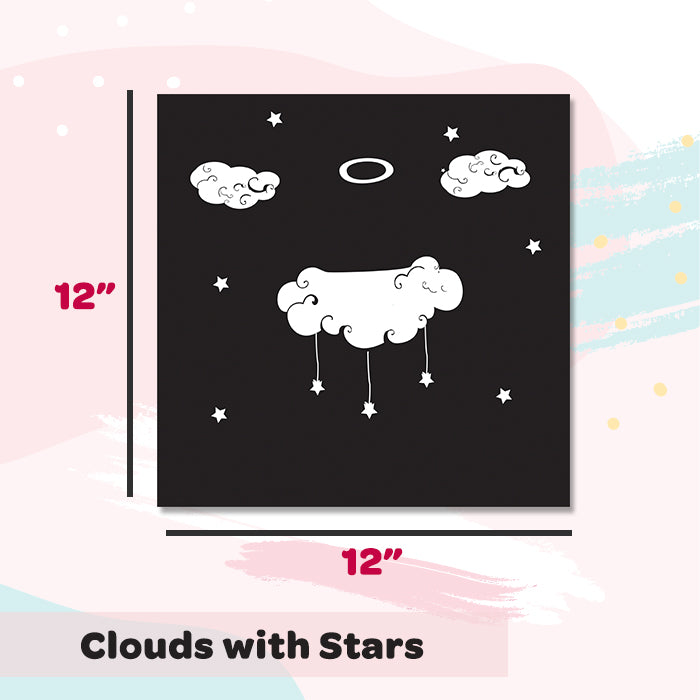 Illuminated Customized Name Canvas | Clouds with Stars