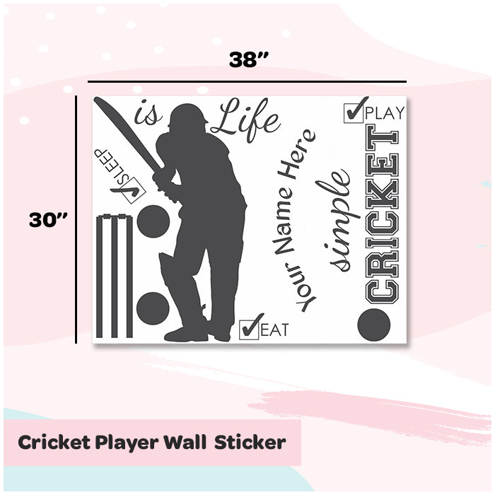 Wall Name Sticker | Cricket Player