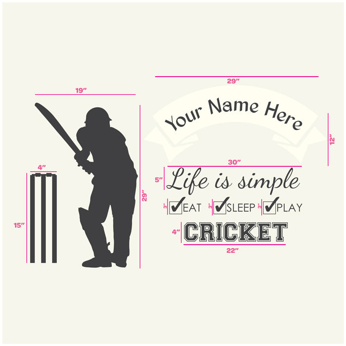 Wall Name Sticker | Cricket Player
