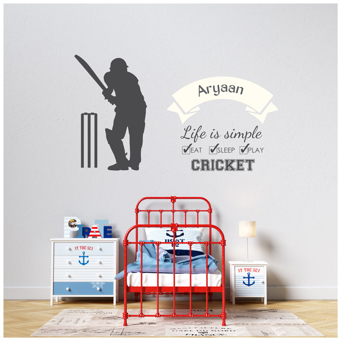 Wall Name Sticker | Cricket Player