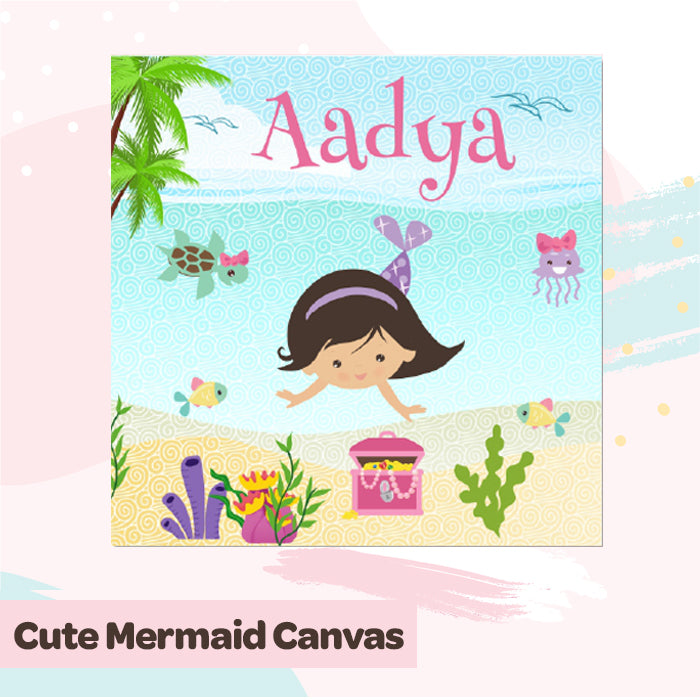 Name Canvas Wall Art Frame | Cute Mermaid