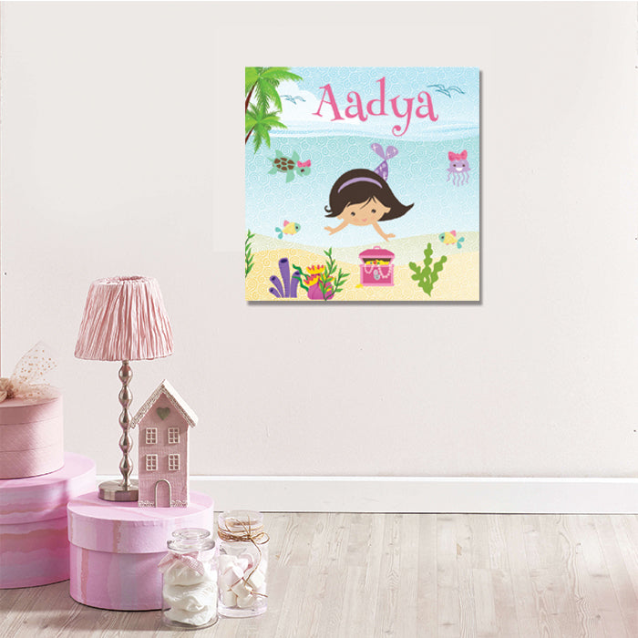 Name Canvas Wall Art Frame | Cute Mermaid